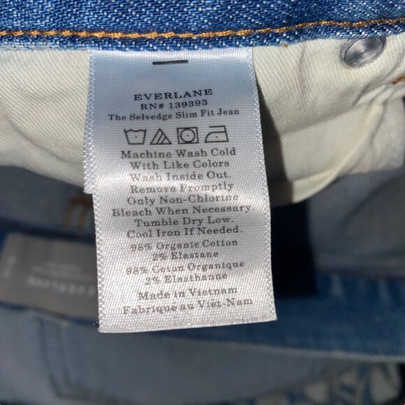 Everlane 29x32 Selvedge Slim Fit Organic Cotton Denim Jeans - Picture 4 of 4